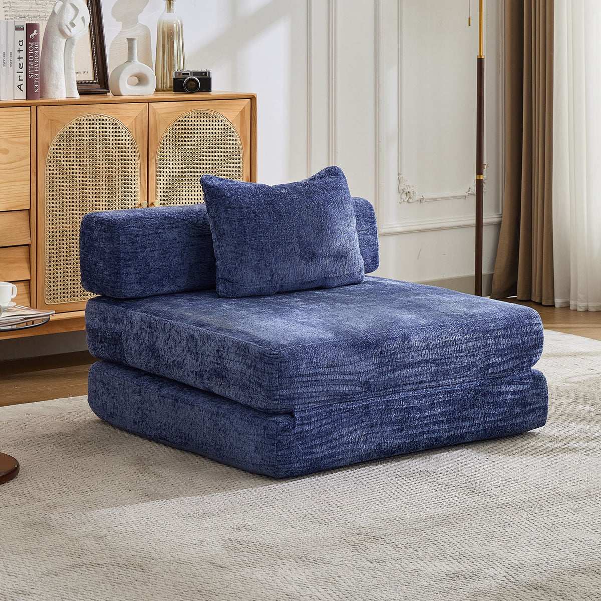 Convertible Floor Sofa Bed With Fixed Shape Frame For Living Room