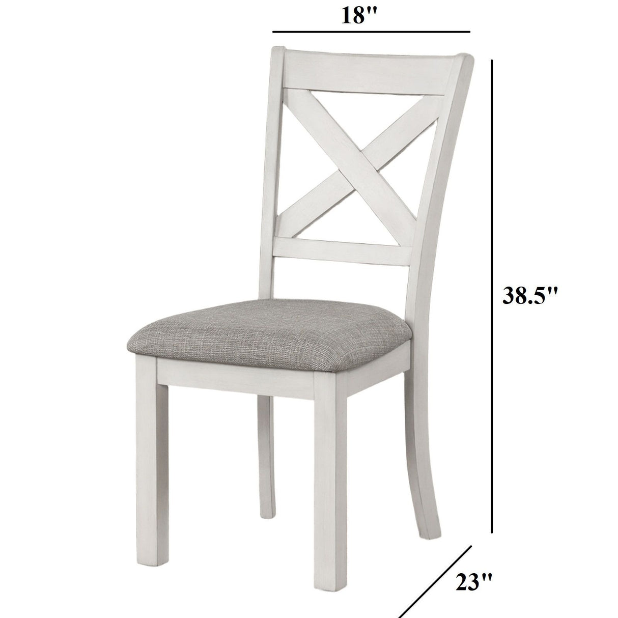 Dining Chairs With Cross Back, Cushion Seat (Set of 2) - White