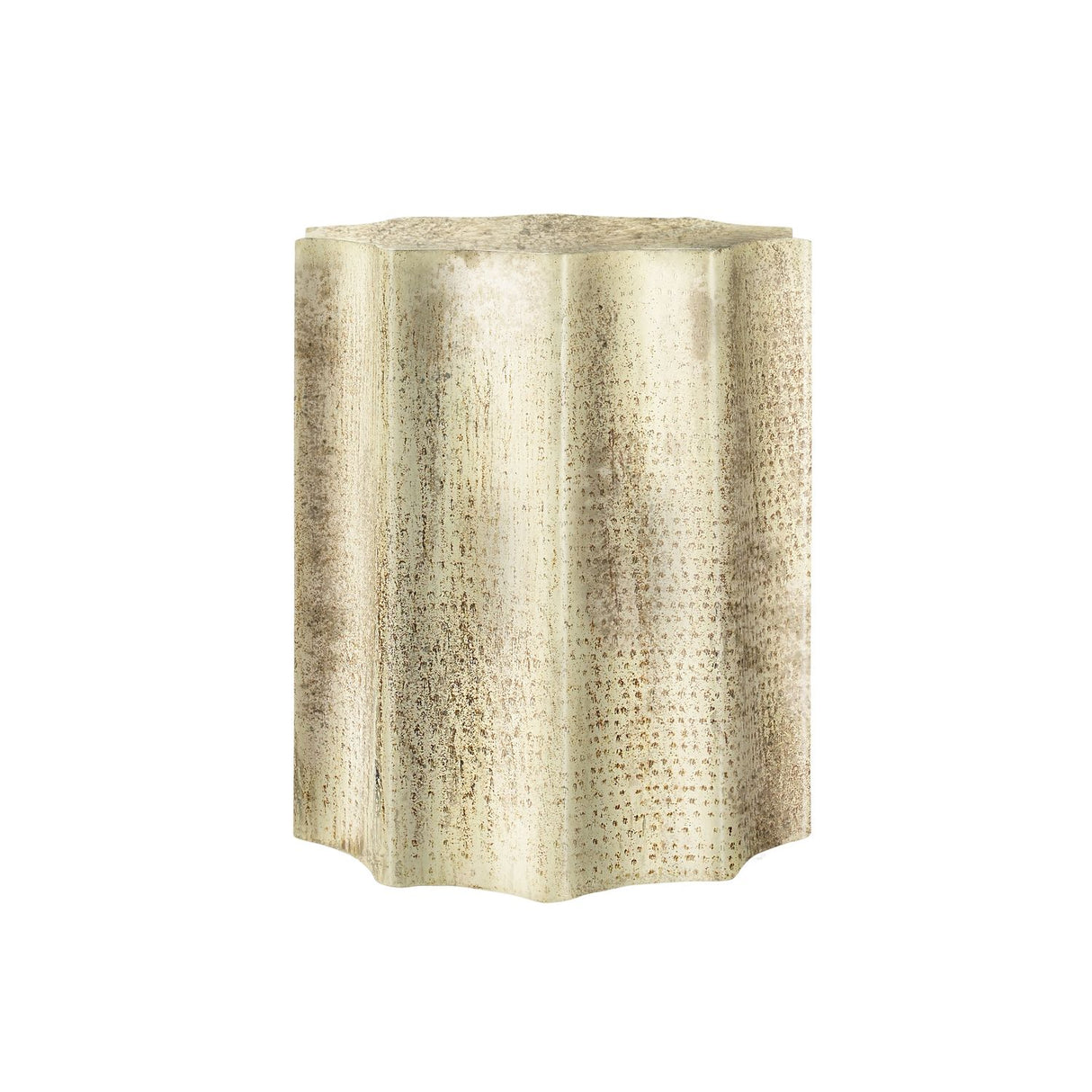 Drum Accent Side Table, Stylish Scalloped Design