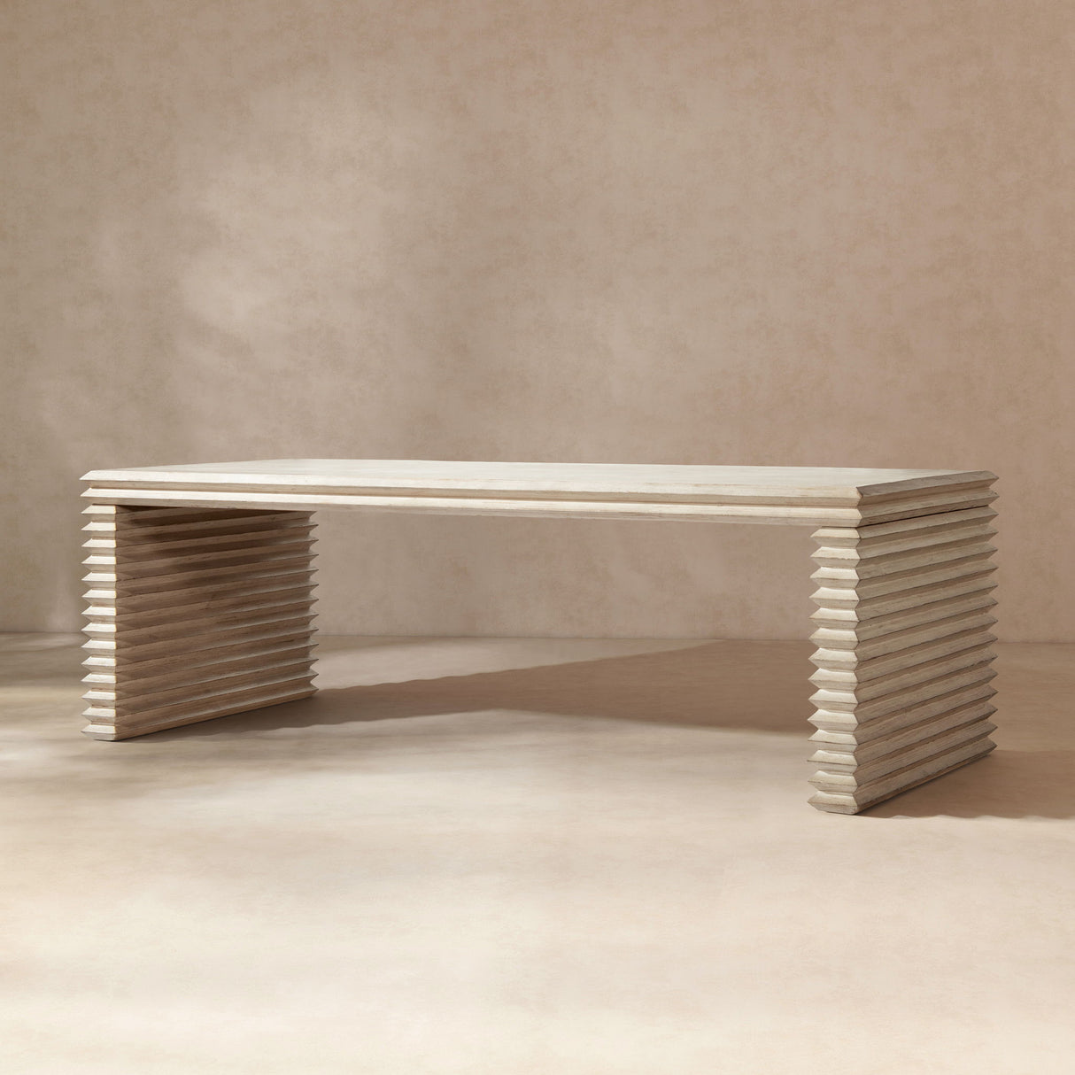 Veda - Geometric Waterfall Dining Table - White