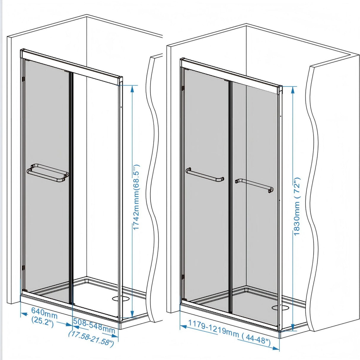 Double Sliding Shower Door With Explosion Proof Film