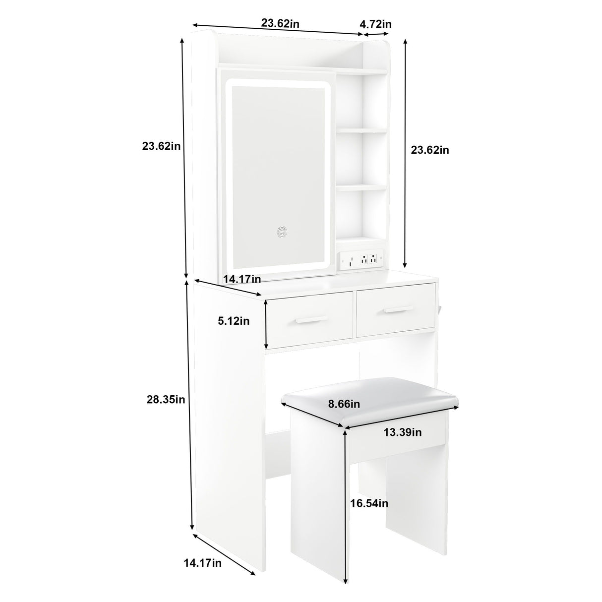 Small Makeup Vanity Desk With Adjustable LED Lights
