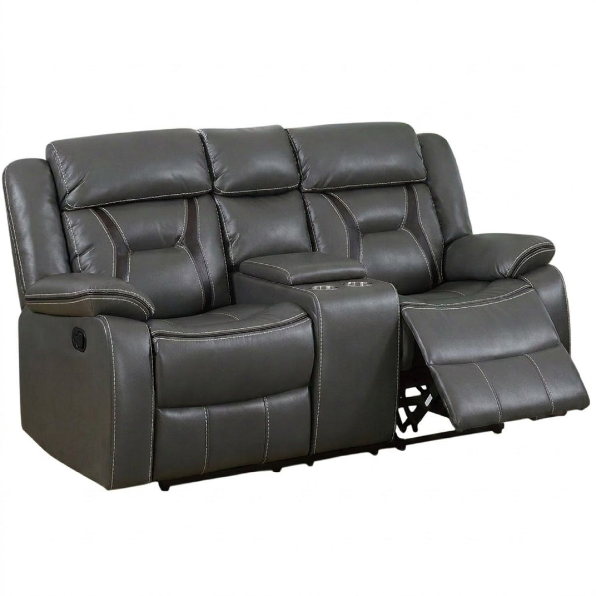 Modern Reclining Loveseat With Console, Cup Holders, Storage