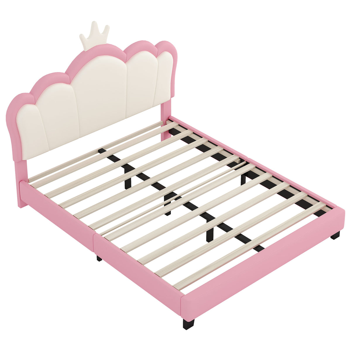 Upholstered Princess Platform Bed With Crown Headboard