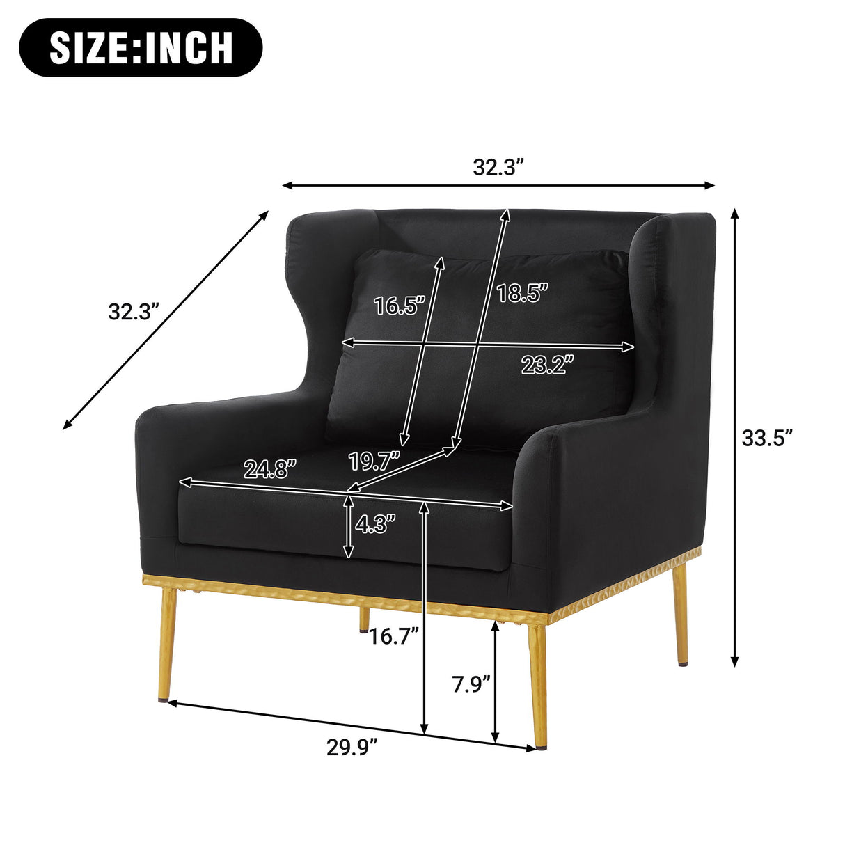 Elegant Curved Armrest Accent Armchair