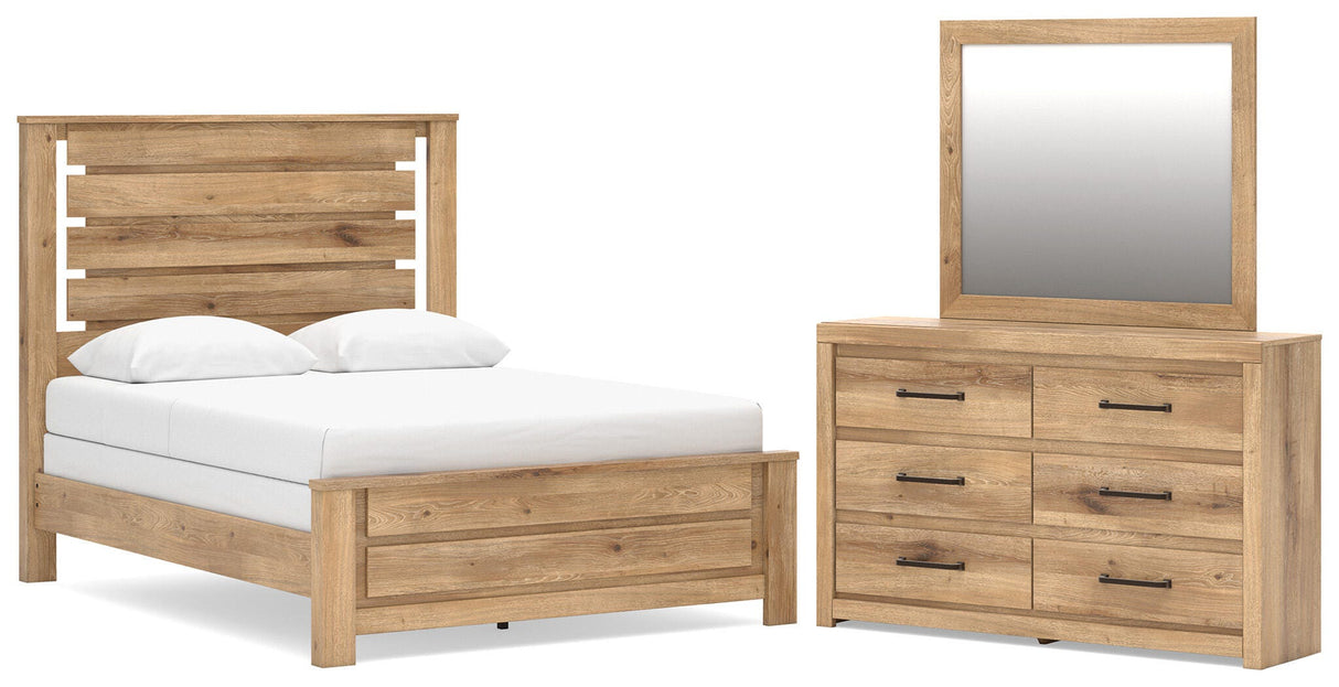 Brozmont Queen Panel Bed, Dresser and Mirror - B1045B3