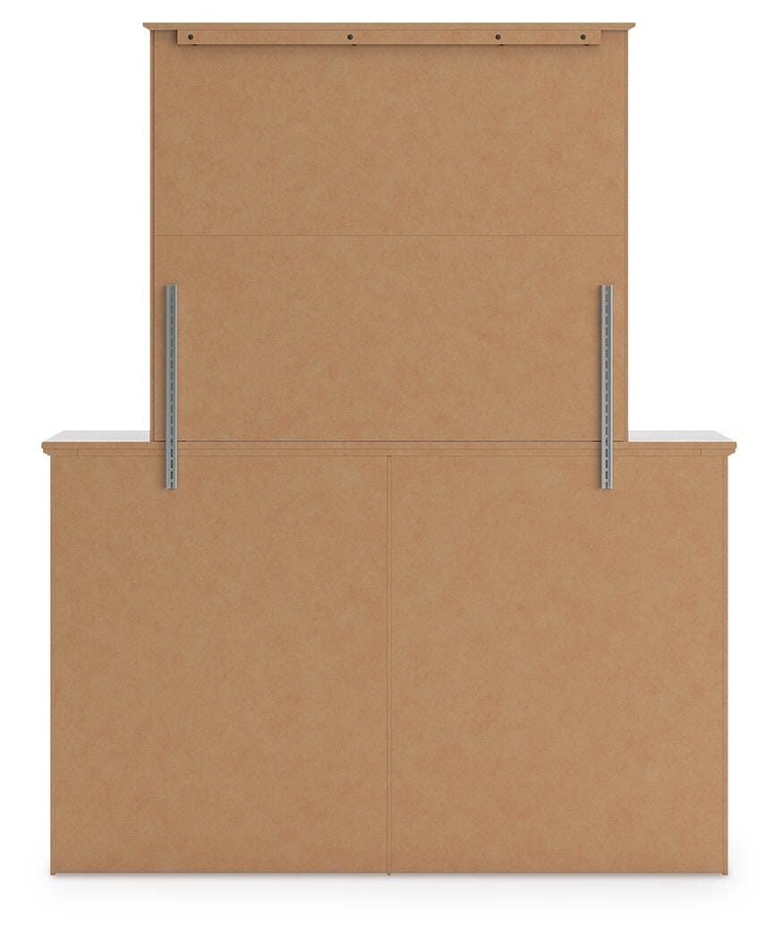 Makidern Queen Panel Bed with Storage, Dresser and Mirror - PCB1171B6