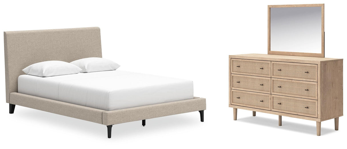 Cielden Queen Upholstered Bed, Dresser and Mirror - B1199B2