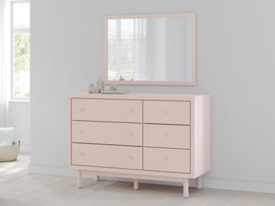 Wistenpine Twin Upholstered Panel Bed, Dresser and Mirror - B1323B2