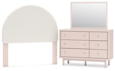 Wistenpine Full Upholstered Panel Headboard, Dresser and Mirror - B1323B11