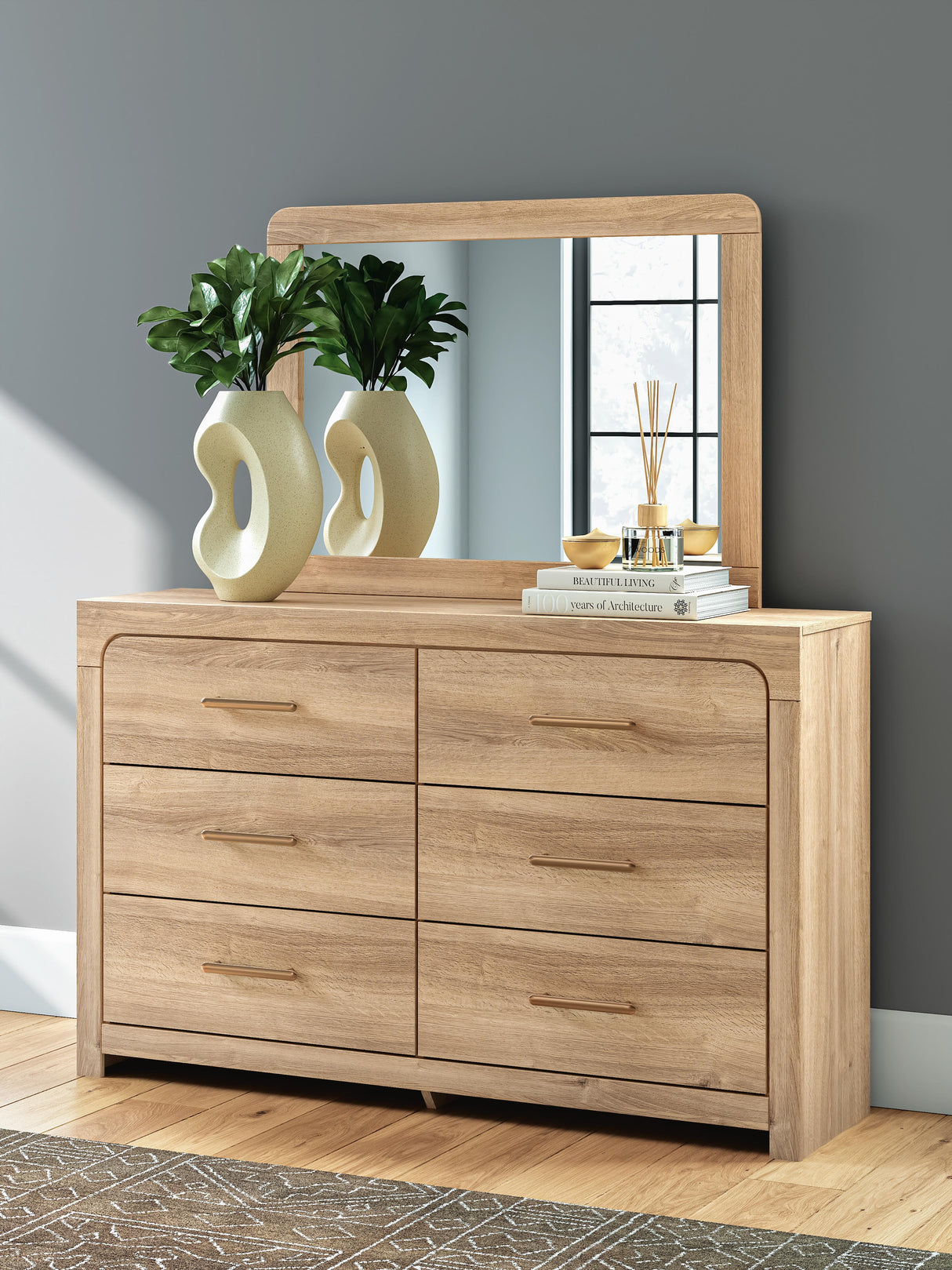 Kinlanni Queen Panel Bed, Dresser, Mirror and Nightstand - PCB1360B17