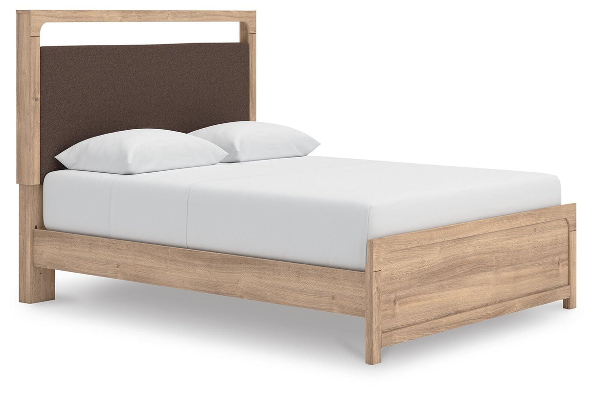 Kinlanni Queen Upholstered Panel Bed, Dresser and Mirror - PCB1360B13