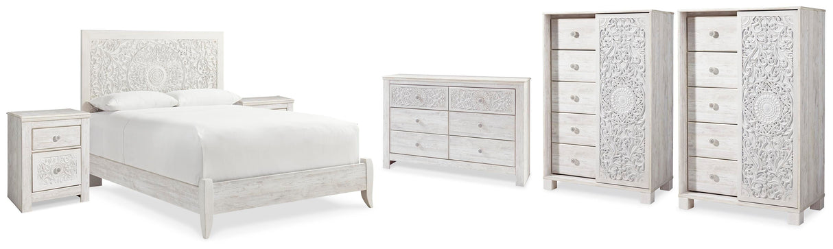 Paxberry Queen Panel Bed, Dresser, 2 Chests and 2 Nightstands - B181B31