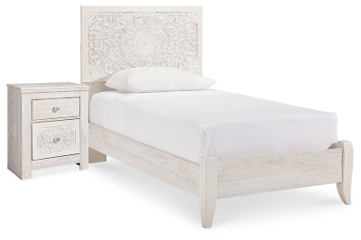 Paxberry Twin Panel Bed and Nightstand - B181B18