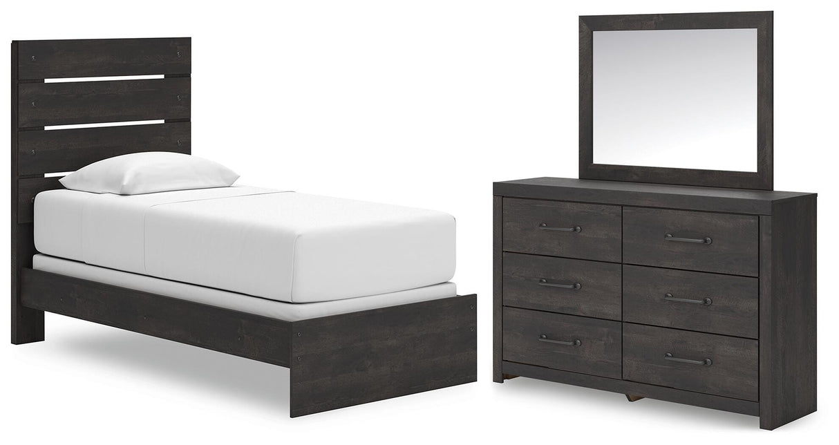 Hollivern Twin Panel Bed, Dresser and Mirror - PCB2108B13