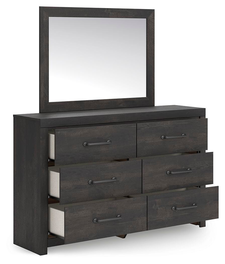 Hollivern Queen Panel Bed, Dresser, Mirror and Nightstand - PCB2108B25