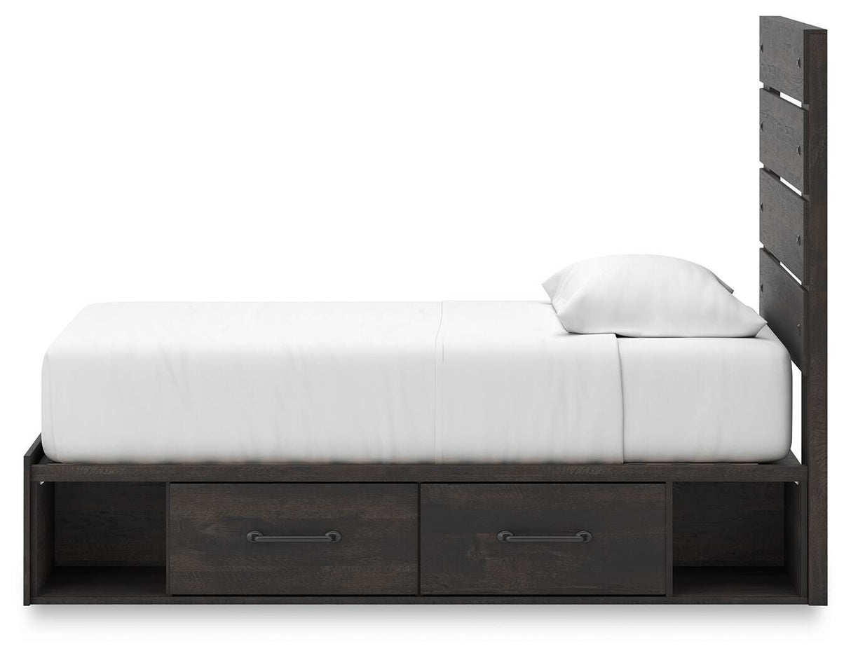 Hollivern Twin Panel Bed with Storage - PCB2108B18