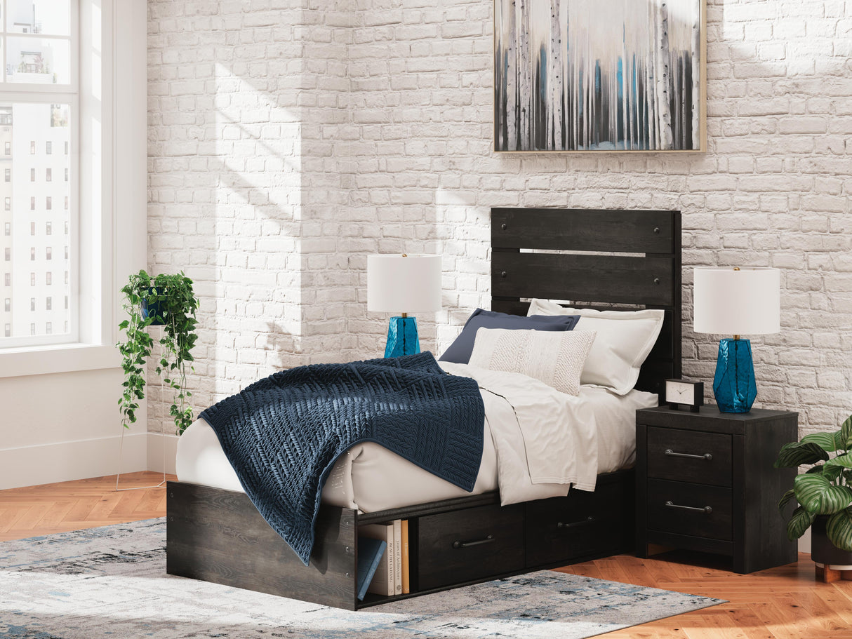 Hollivern Twin Panel Bed with Storage - PCB2108B18
