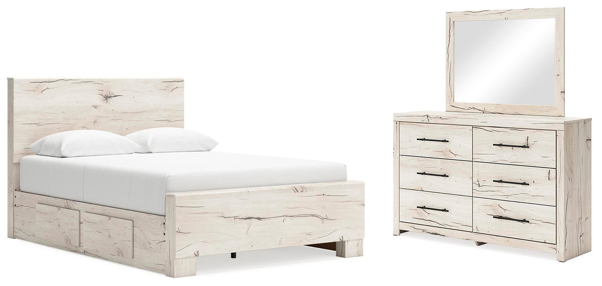Lawroy Queen Panel Bed with Storage, Dresser and Mirror - B2310B29