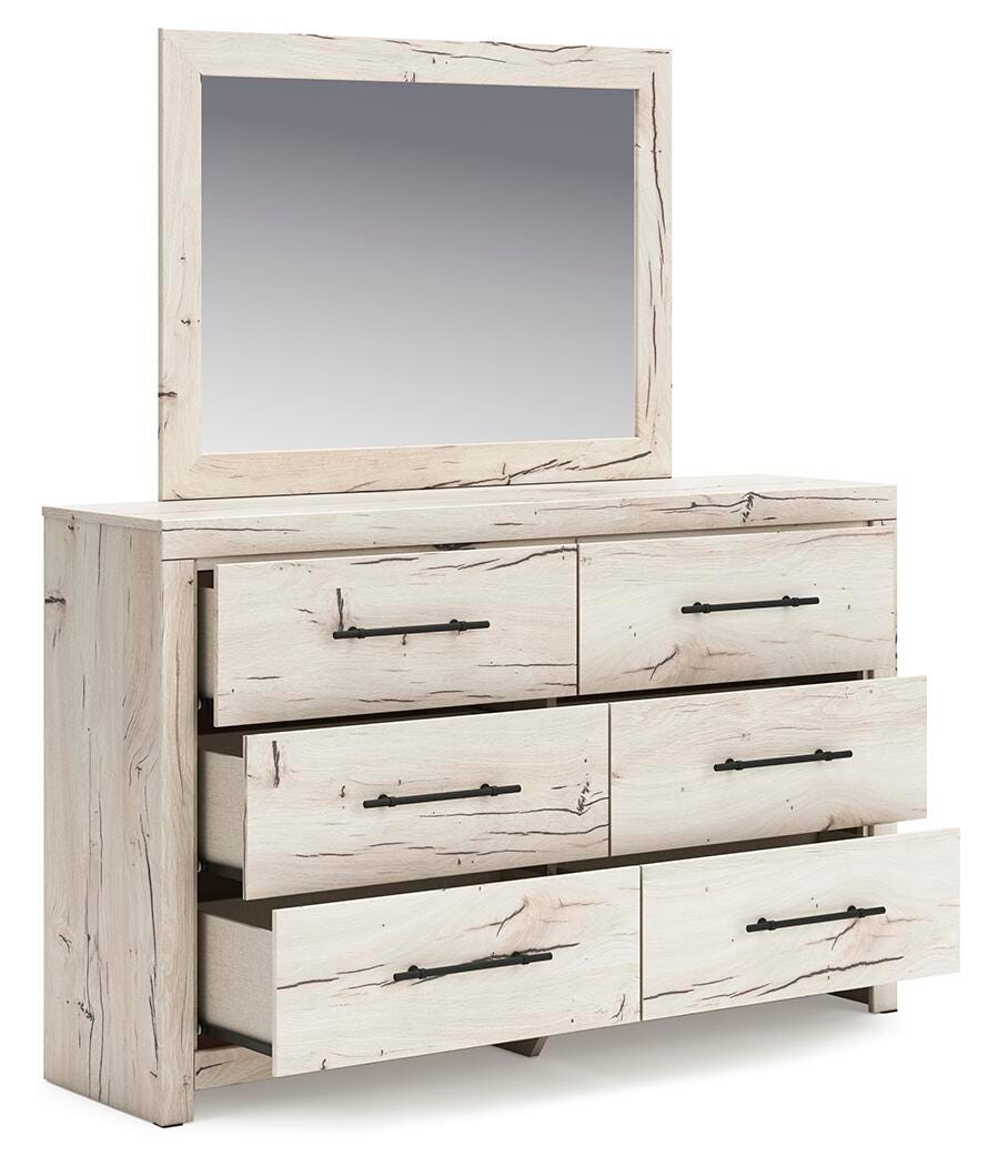 Lawroy Queen Panel Bed with Storage, Dresser and Mirror - B2310B29
