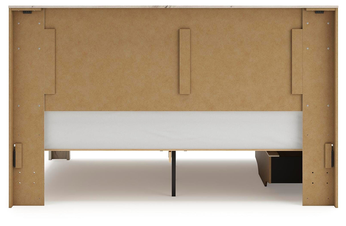 Lawroy King Panel Bed with Storage, Dresser and Mirror - B2310B33