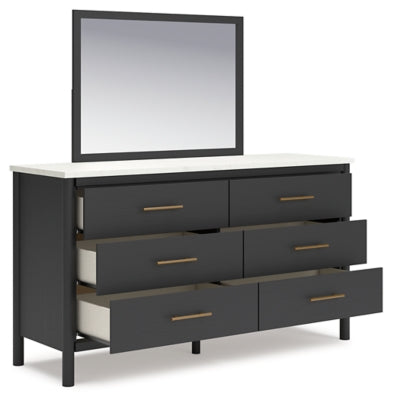 Cadmori King Upholstered Panel Bed, Dresser and Mirror - B2616B9