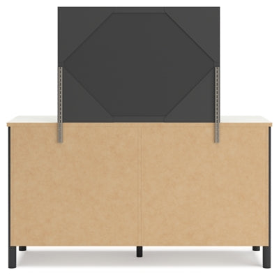 Cadmori King Upholstered Panel Bed, Dresser and Mirror - B2616B9