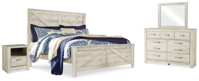 Bellaby King Crossbuck Panel Bed, Dresser, Mirror, and Nightstand - B331B15