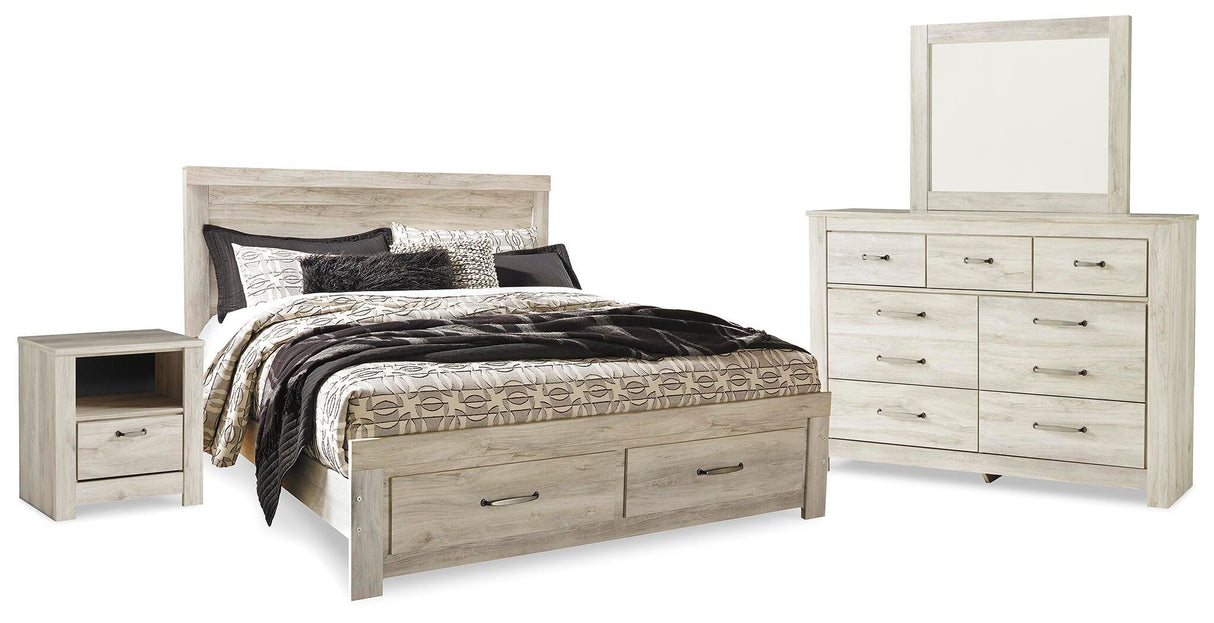 Bellaby King Panel Storage Bed, Dresser, Mirror and Nightstand - B331B12