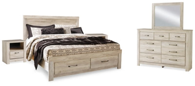 Bellaby King Panel Storage Bed, Dresser, Mirror and 2 Nightstands - B331B19