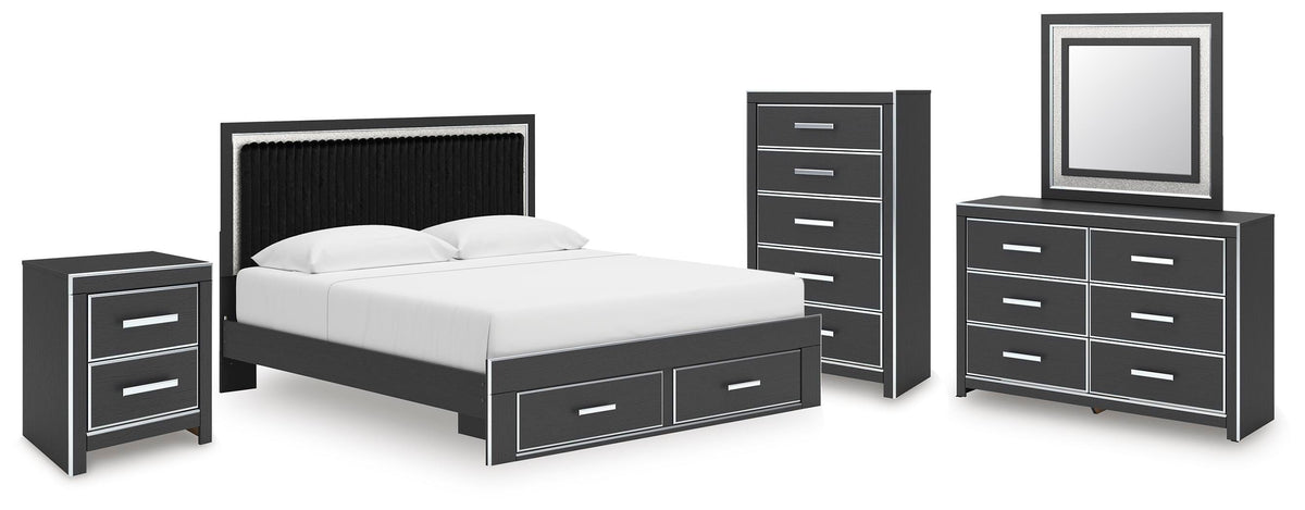 Zuraleus King Storage Bed, Dresser, Mirror, Chest and Nightstand - PCB3380B20