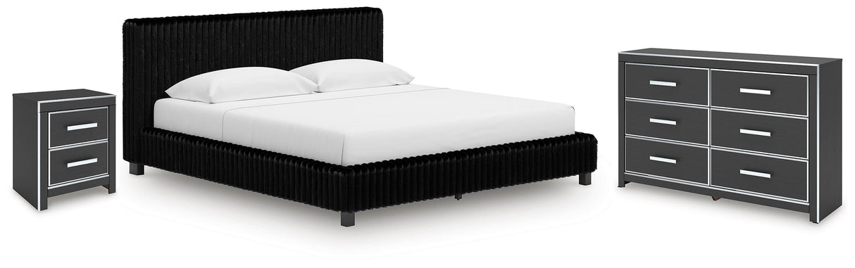 Zuraleus King Upholstered Bed, Dresser and Nightstand - PCB3380B17