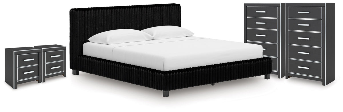 Zuraleus King Upholstered Bed, 2 Chests and 2 Nightstands - PCB3380B24