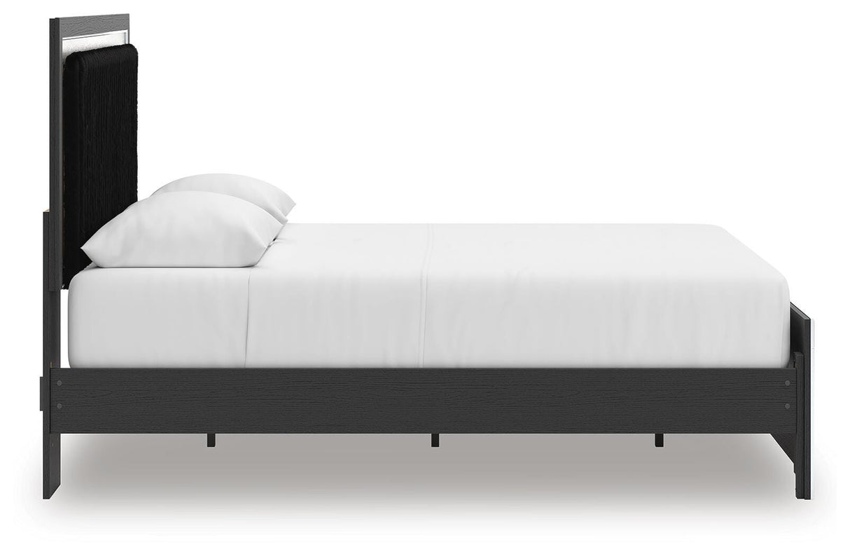 Zuraleus Queen Upholstered Panel Platform Bed, Dresser and Mirror - PCB3380B3