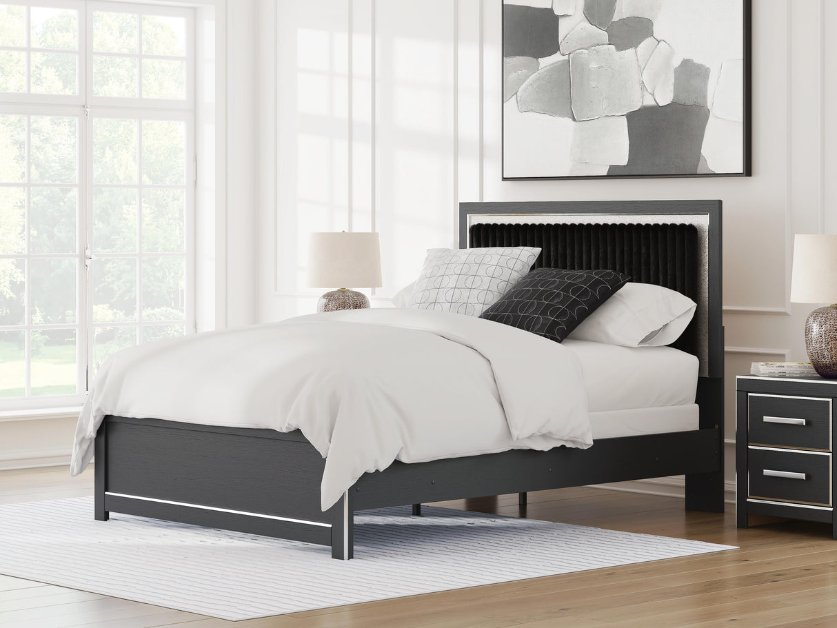 Zuraleus Queen Upholstered Panel Bed, Dresser and Mirror - PCB3380B7