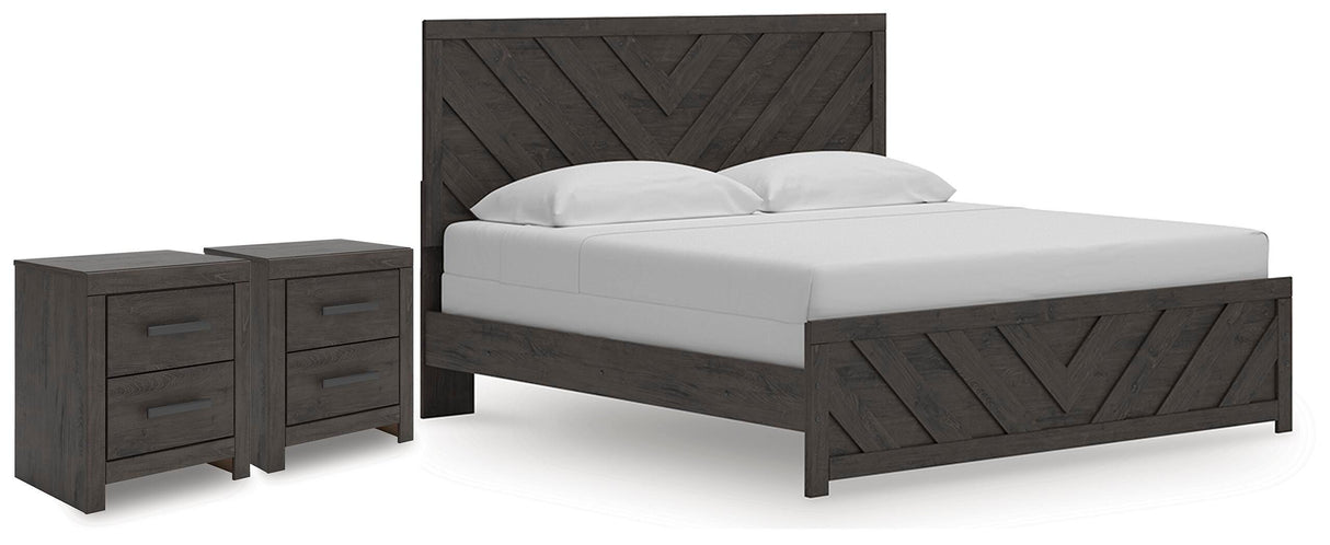 Prendonea King Panel Bed and 2 Nightstands - B3789B14