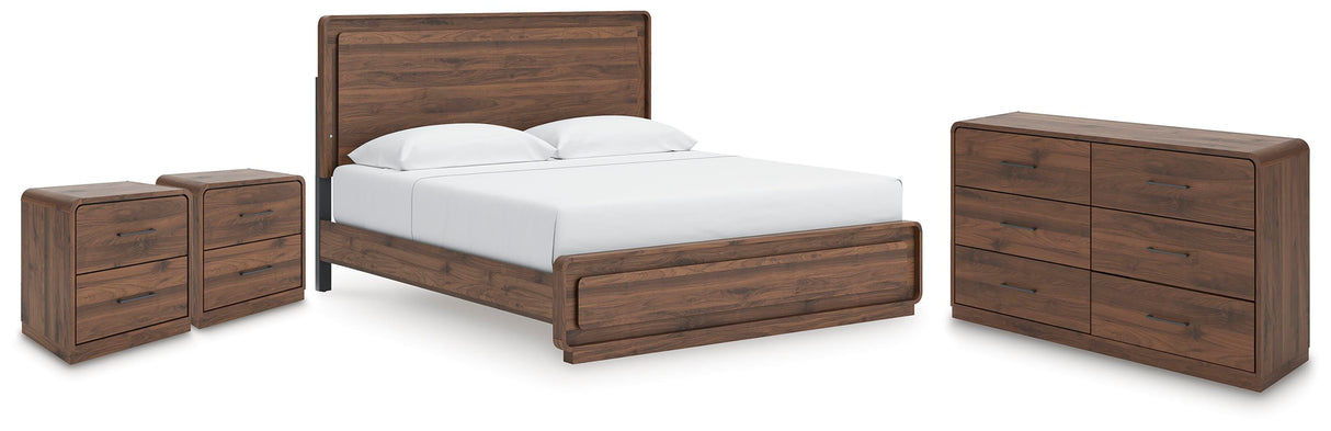 Fortlorn King Panel Bed, Dresser and 2 Nightstands - PCB386B13