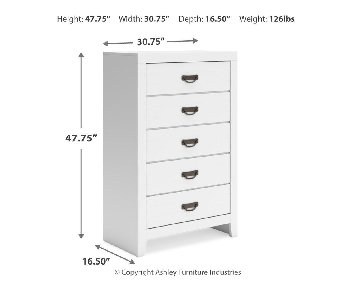 Binterglen Twin Panel Bed, Dresser, Mirror, Chest and 2 Nightstands - B427B19