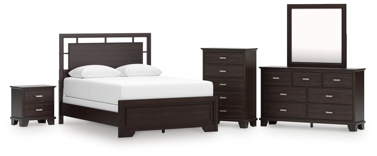 Covetown Queen Panel Bed, Dresser, Mirror, Chest and Nightstand - B441B14