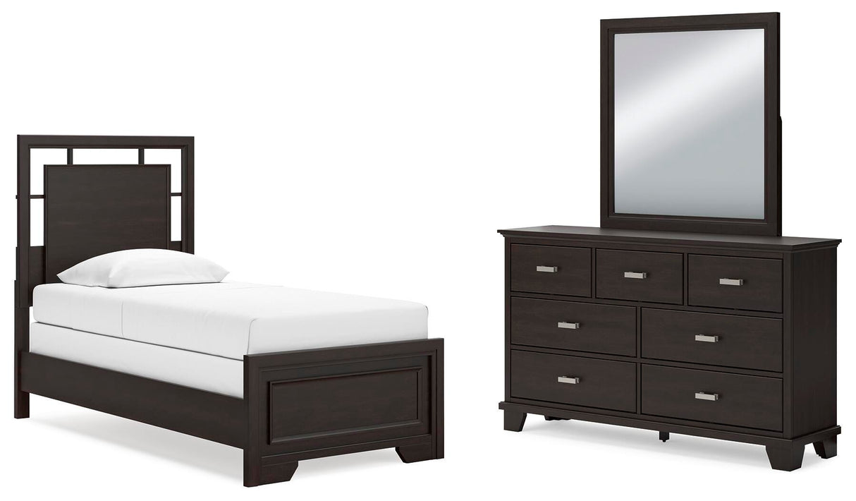 Covetown Twin Panel Bed, Dresser and Mirror - B441B3