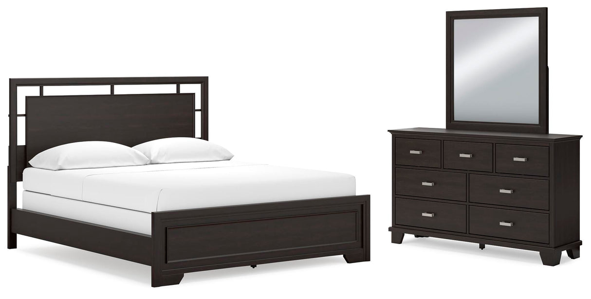 Covetown California King Panel Bed, Dresser and Mirror - B441B11