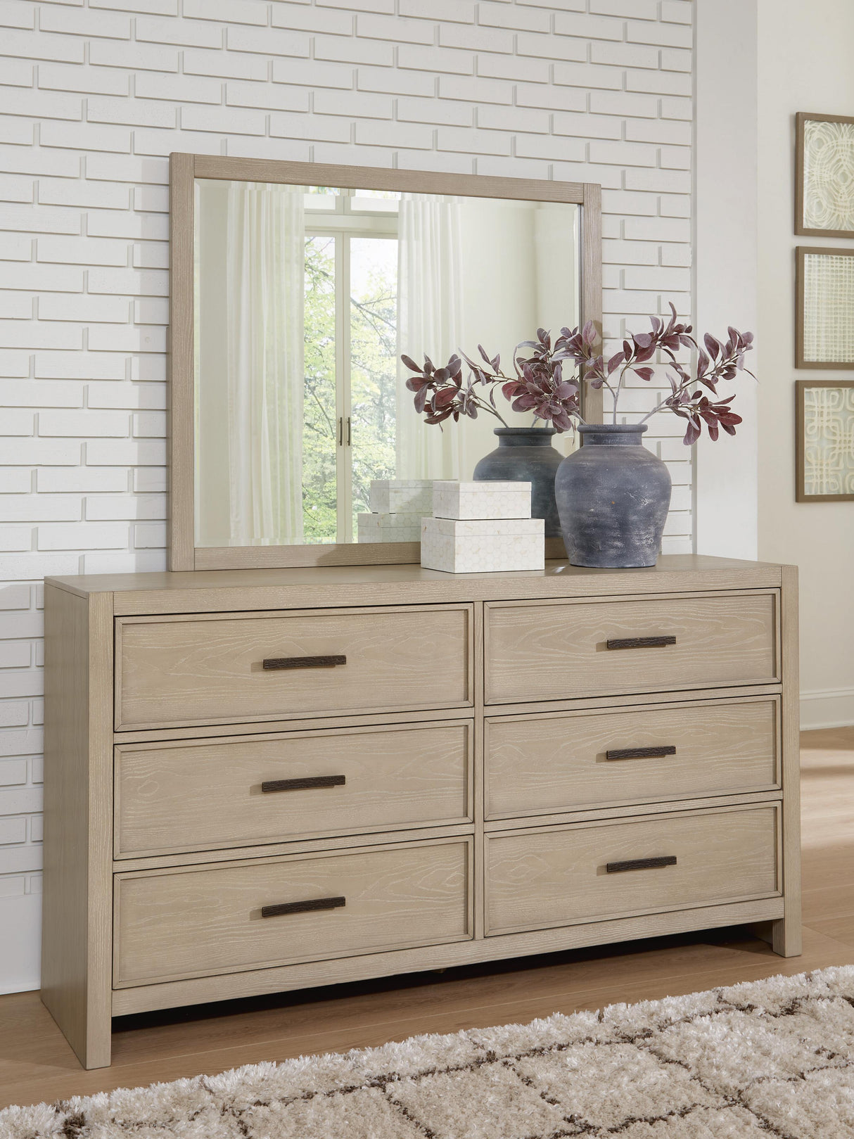 Calmoro Queen Bookcase Bed, Dresser and Mirror - B602B5