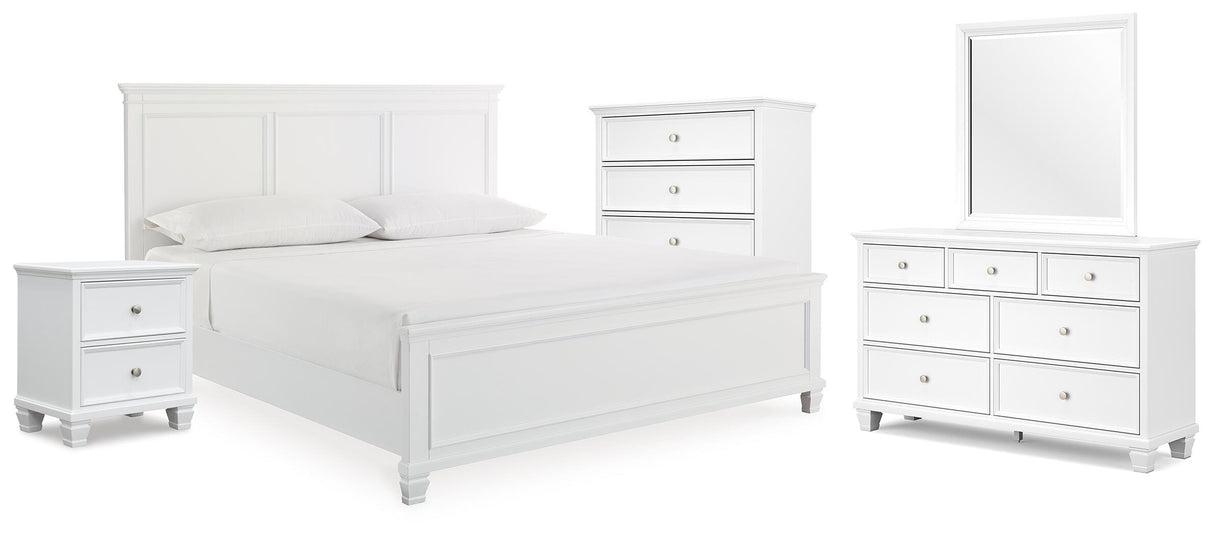 Fortman King Panel Bed, Dresser, Mirror, Chest and Nightstand - B680B18