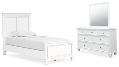 Fortman Twin Panel Bed, Dresser and Mirror - B680B7