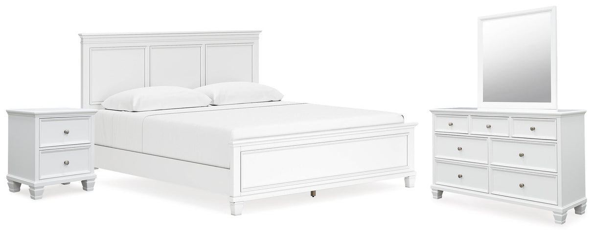 Fortman King Panel Bed, Dresser, Mirror and Nightstand - B680B17