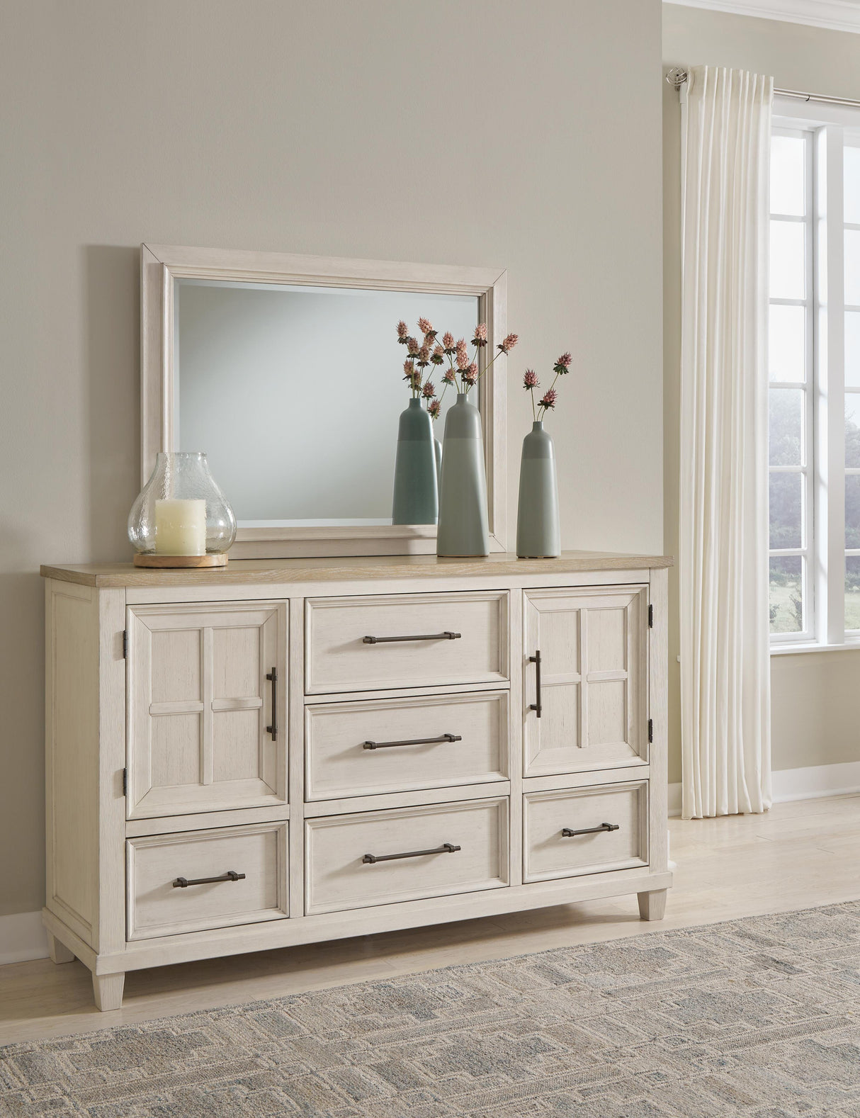 Shaybrock Queen Panel Bed, Dresser and Mirror - B683B3