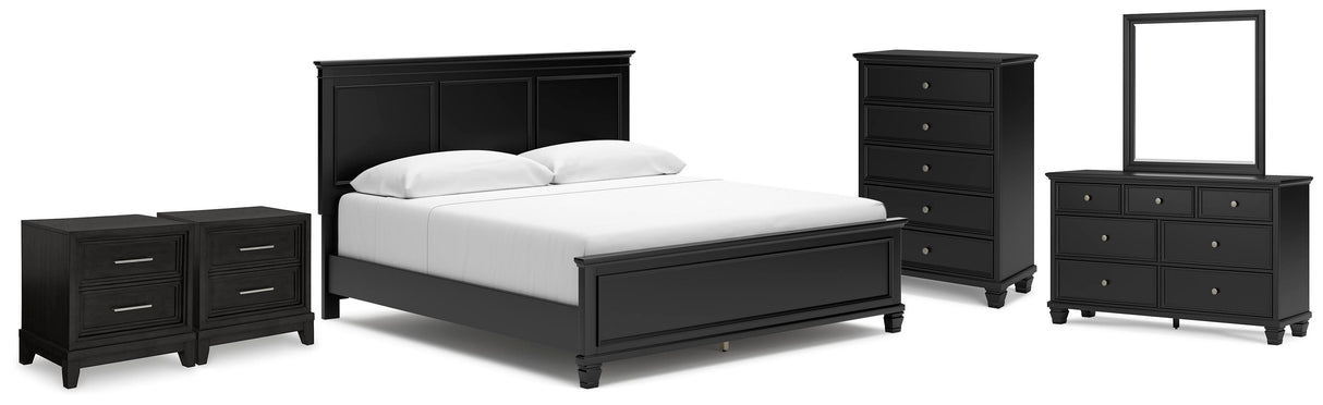 Lanolee King Panel Bed, Dresser, Mirror, Chest and 2 Nightstands - B687B28