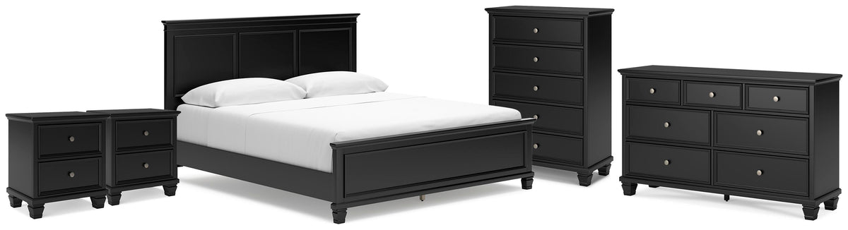Lanolee California King Panel Bed, Dresser, Chest and 2 Nightstands - B687B32