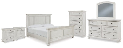 Robbinsdale King Panel Bed, Dresser, Mirror, Chest and 2 Nightstands - B742B38