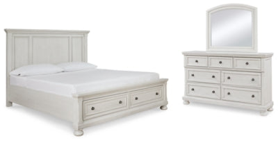 Robbinsdale Queen Panel Storage Bed, Dresser and Mirror - B742B30